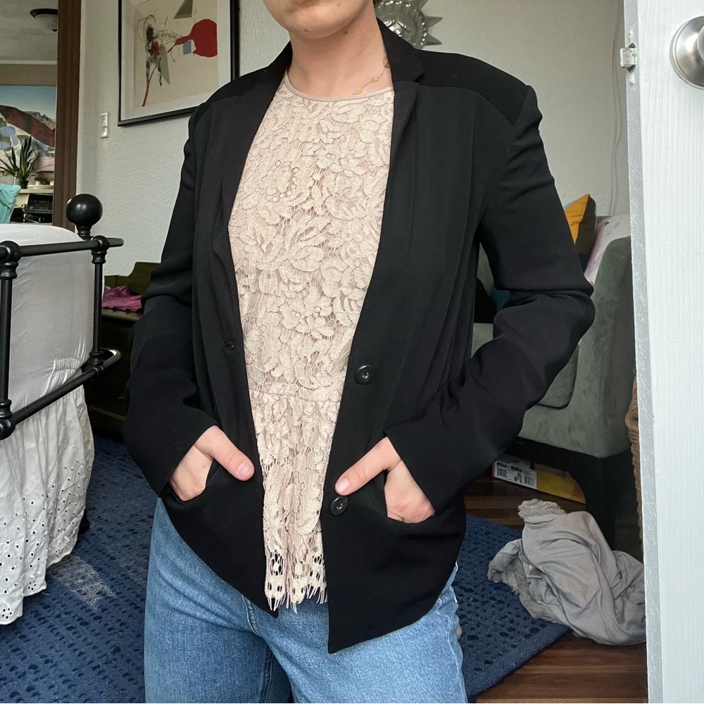 Sleek black blazer.